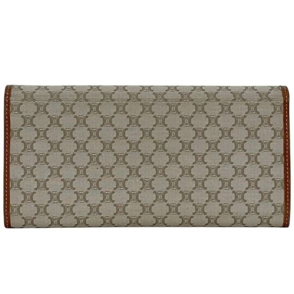 Celine Bifold Long Wallet Beige Macadam Leather Ys Oo Tan Brown - Picture 2 of 10